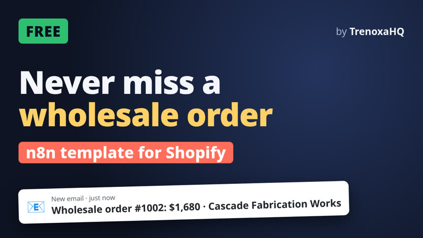 Wholesale Order Alert, free n8n template